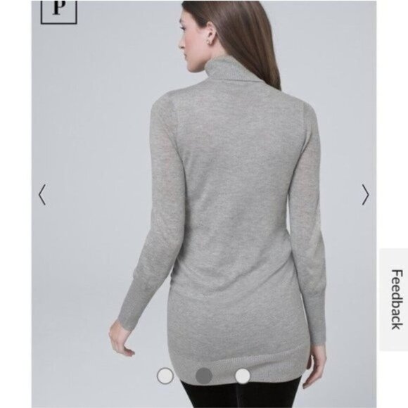 NWOT White House Black Market Petite Cozy Turtleneck Tunic Heather Mercury - Picture 2 of 4